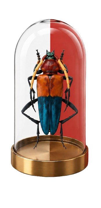 Pachyteria equestris in glass dome